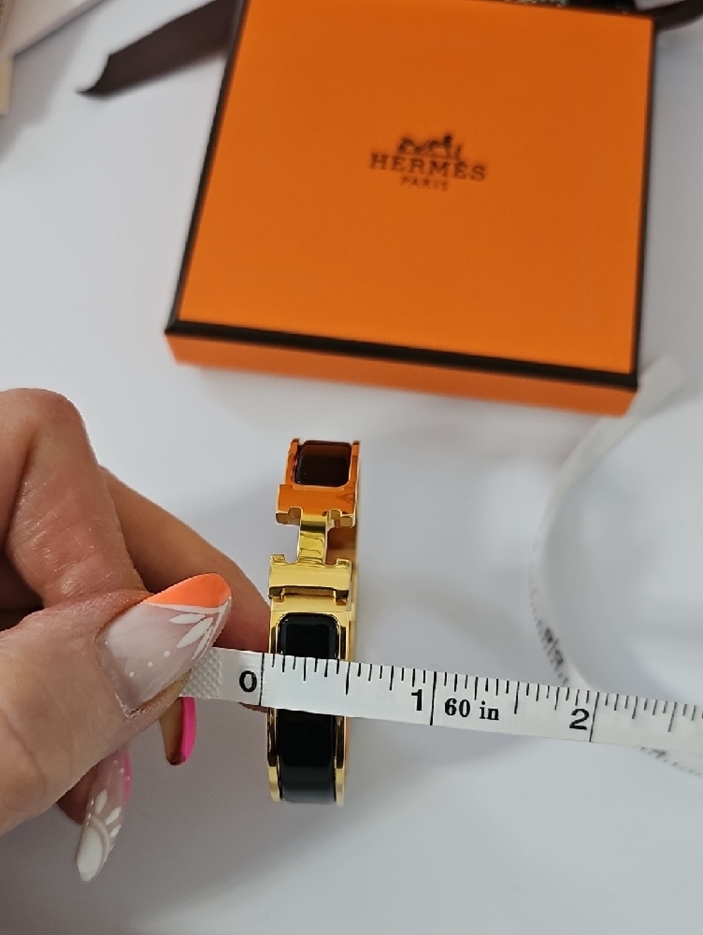 Hermes Black Enamel Clic H Bracelet with Gold-Tone Hardware - Picture 14 of 16